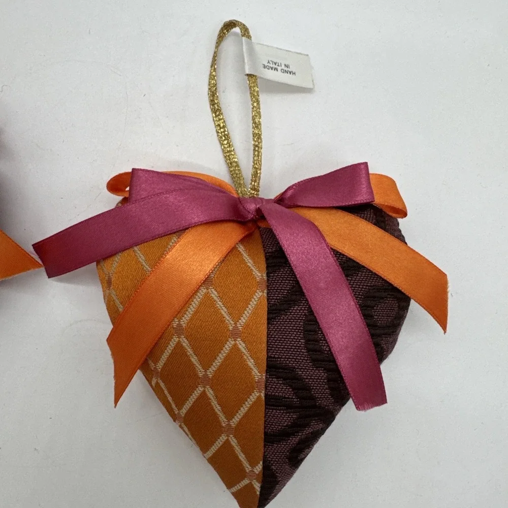 Hand Made In Italy Plush Heart Ornaments Color Block‎ 5